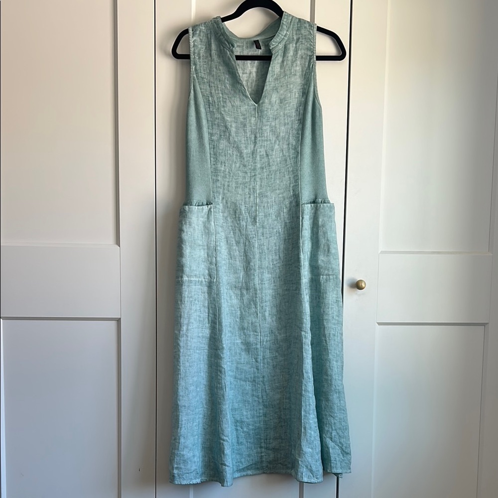 Inizio Linen Thea Teal Dress | M - Picture 2 of 5